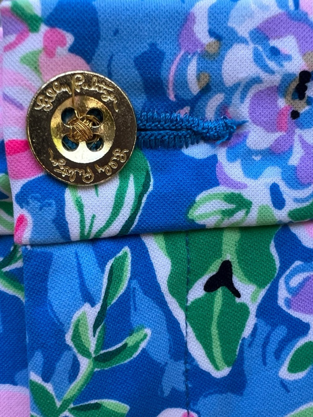 Lilly Pulitzer Natia Knit Blue Floral Bermuda Shorts with Pink Accents - Picture 5 of 8